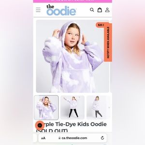 Oodie kids purple tie dye